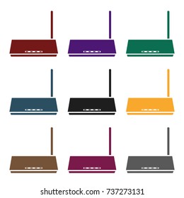 Router icon in black style isolated on white background. Personal computer symbol stock vector illustration.