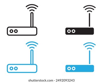 icono de router símbolo de contorno de Vector blanco y negro