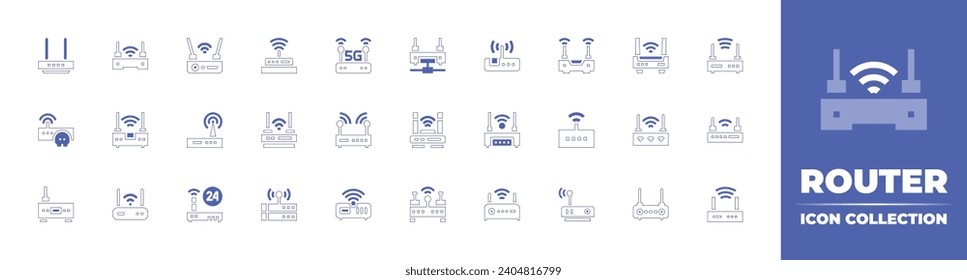 Router icon collection. Duotone color. Vector and transparent illustration. Containing wifi router, wifi, wireless, router, wireless router, modem, communications.