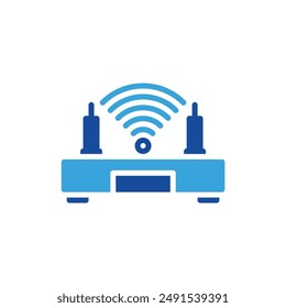 router icon color or logo illustration glyph color blue style	
