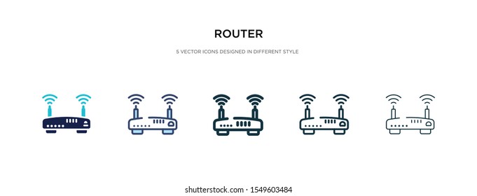 router icon in different style vector illustration. two colored and black router vector icons designed in filled, outline, line and stroke style can be used for web, mobile, ui
