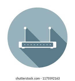 Router icon in Flat long shadow style. One of web collection icon can be used for UI, UX