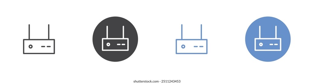 Router icon Flat set in black and white color