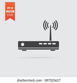 Router icon in flat style isolated on grey background. For your design, logo. Vector illustration.