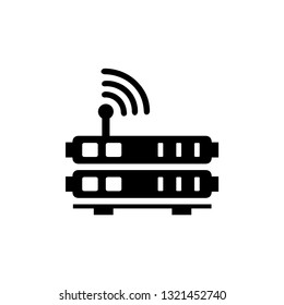Router Icon In Flat Style Vector For Apps, UI, Websites. Black Icon Vector Illustration.