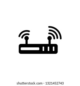 Router Icon In Flat Style Vector For Apps, UI, Websites. Black Icon Vector Illustration.