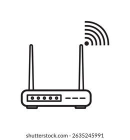 Router Icon Flat Vector Illustration of Wi-Fi Device