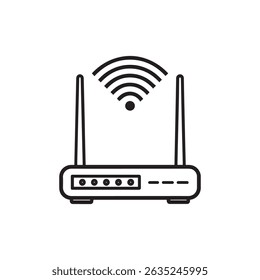 Router Icon Flat Vector Illustration of Wi-Fi Device