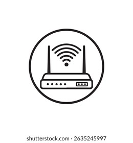 Router Icon Flat Vector Illustration of Wi-Fi Device
