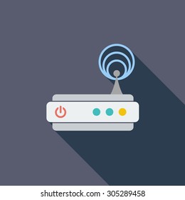 Router icon. Flat vector related icon with long shadow for web and mobile applications. It can be used as - logo, pictogram, icon, infographic element. Vector Illustration.