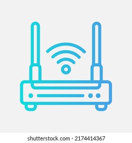 Icono de enrutador en estilo de degradado sobre el hogar inteligente, uso para presentación de aplicaciones móviles del sitio web