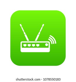 Router icon green vector isolated on white background
