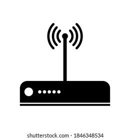 Icono de enrutador. símbolo de módem de red Internet. Ilustración vectorial aislada negra.