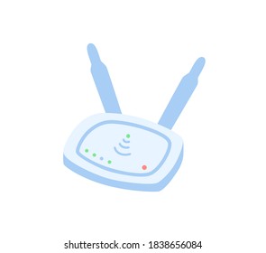 The router icon is isolated on white, in a Doodle style. Modern vector illustration.
