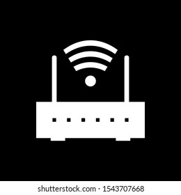 Router icon on black background. Vector illustration.