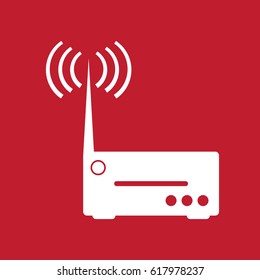 Router icon on red background