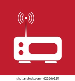 Router icon on red background