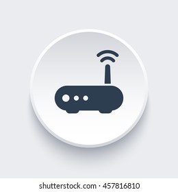 Router icon on round 3d shape, vector illustration