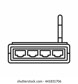 Router icon in outline style isolated on white background