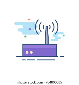 Router icon in outlined flat color style. Vector illustration.