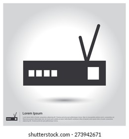 Router Icon, pictogram icon on gray background. Vector illustration for web site, mobile application. Simple flat metro design style. Outline Icon. Flat design style