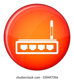 Router icon in red circle isolated on white background vector illustration