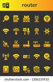 router icon set. 26 filled router icons.  Simple modern icons about  - Wifi, Computing, Hard disk, Firewall, Antenna, Wifi signal, Components, Vpn, Signal, Router, Modem, Hard drive