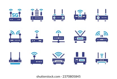 Router icon set. Duotone color. Vector illustration. Containing router, wifi router, wifi, modem, wireless connection.