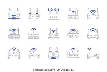 Router icon set. Duotone color. Vector illustration. Containing wireless, router, wifi router, modem.