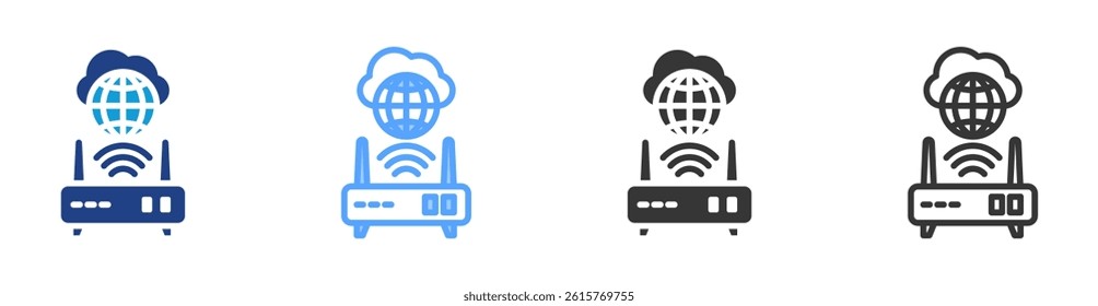 Router icon set multiple style collection