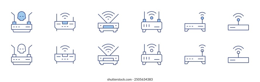 Router icon set in two styles, Duotone and Thin Line style. Editable stroke. wifi, router.