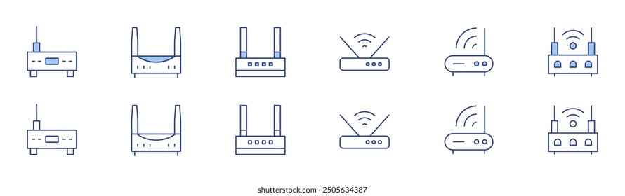 Router icon set in two styles, Duotone and Thin Line style. Editable stroke. router, wifi.