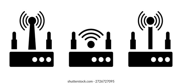 Routersymbol-Set. Wi-Fi. Vektorsymbol einzeln auf weißem Hintergrund.