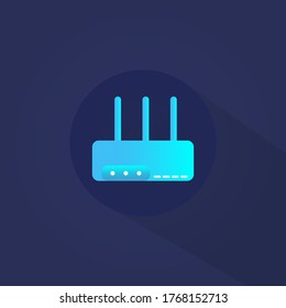 Icono del router en estilo liso y plano. Equipo de tecnología inalámbrica.