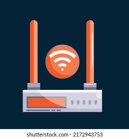 Router icon. Subtable to place on hardware, networking, techology, etc.