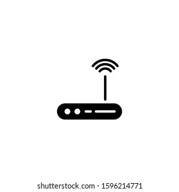 Router icon template in black flat design on white background, Router symbol vector sign isolated on white background illustration for graphic and web design