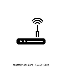 Router icon template in black flat design on white background, Router symbol vector sign isolated on white background illustration for graphic and web design
