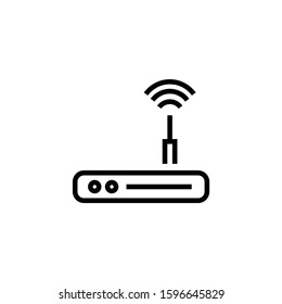 Router icon template in outline style on white background, Router symbol vector sign isolated on white background illustration for graphic and web design