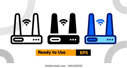 router icon with three style and isolated sign symbol vector illustration high quality for banner, poster, social media, presentation, and website