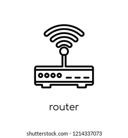 Router icon. Trendy modern flat linear vector Router icon on white background from thin line Internet Security and Networking collection, editable outline stroke vector illustration