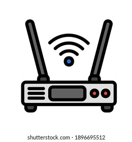 Icono de enrutador con estilo de línea relleno sobre Internet de cosas para cualquier proyecto, uso para presentación de aplicación móvil del sitio web