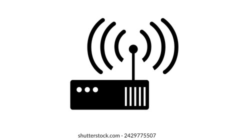 Router Icon. Vector isolated black and white illustration of a router