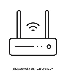 Router Icon Vector, Router WiFi Outline Vector Icon, isolated, Black and White, Wireless Router Vector Template, Broadband Line