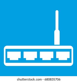 Router icon white isolated on blue background vector illustration