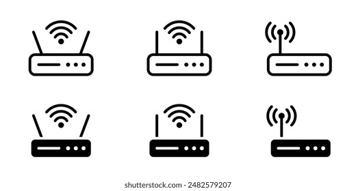 Router icon. Wi-fi modem vector illustration. Wireless network connection symbol. Internet signal sign isolated.