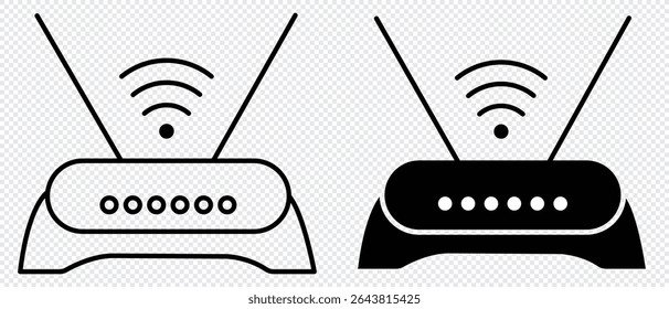 Ícone do roteador. Ilustração do vetor de modem Wi-fi. Símbolo de conexão de rede sem fio. Sinal de Internet sign.wifi ícone do roteador vetor de contorno.