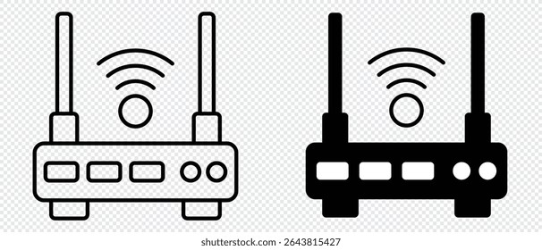 Ícone do roteador. Ilustração do vetor de modem Wi-fi. Símbolo de conexão de rede sem fio. Sinal de Internet sign.wifi ícone do roteador vetor de contorno.