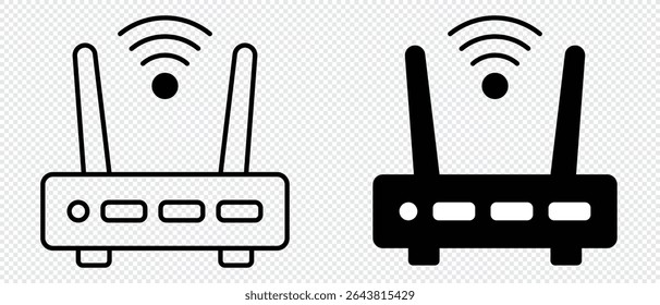 Ícone do roteador. Ilustração do vetor de modem Wi-fi. Símbolo de conexão de rede sem fio. Sinal de Internet sign.wifi ícone do roteador vetor de contorno.