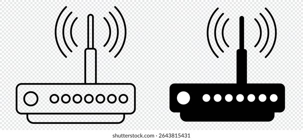 Ícone do roteador. Ilustração do vetor de modem Wi-fi. Símbolo de conexão de rede sem fio. Sinal de Internet sign.wifi ícone do roteador vetor de contorno.