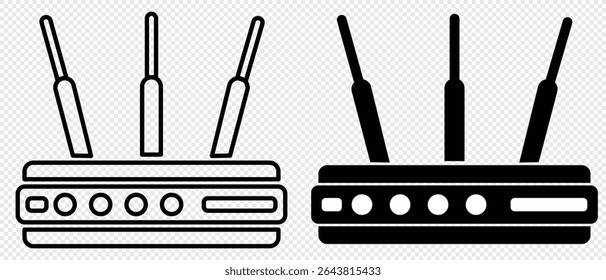 Ícone do roteador. Ilustração do vetor de modem Wi-fi. Símbolo de conexão de rede sem fio. Sinal de Internet sign.wifi ícone do roteador vetor de contorno.